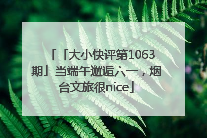 「大小快评第1063期」当端午邂逅六一，烟台文旅很nice