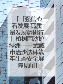 「强信心 看发展·高质量发展调研行」植树固沙护绿洲——武威市治沙造林筑牢生态安全屏障见闻