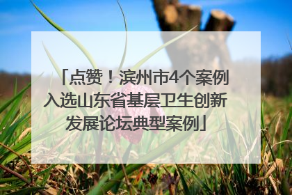 点赞！滨州市4个案例入选山东省基层卫生创新发展论坛典型案例