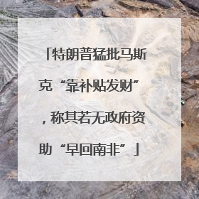 特朗普猛批马斯克“靠补贴发财”，称其若无政府资助“早回南非”