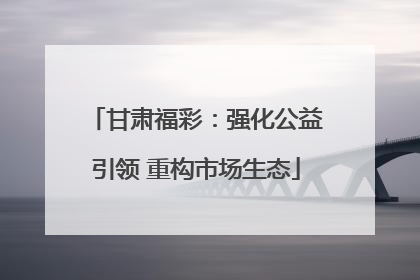 甘肃福彩：强化公益引领 重构市场生态