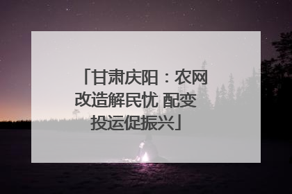 甘肃庆阳：农网改造解民忧 配变投运促振兴