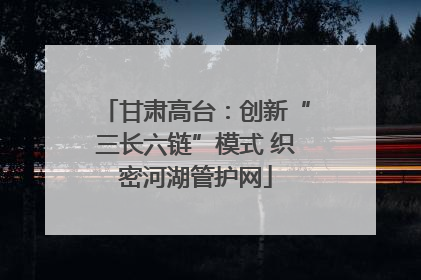 甘肃高台：创新“三长六链”模式 织密河湖管护网