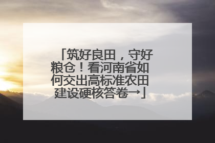 筑好良田，守好粮仓！看河南省如何交出高标准农田建设硬核答卷→