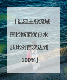 福建主要流域国控断面优良水质比例首次达到100%