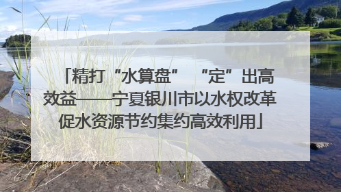 精打“水算盘” “定”出高效益——宁夏银川市以水权改革促水资源节约集约高效利用