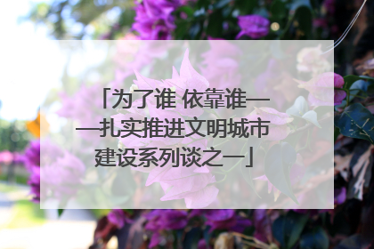 为了谁 依靠谁——扎实推进文明城市建设系列谈之一