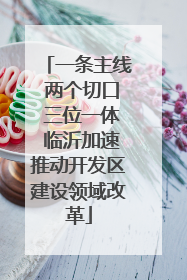 一条主线 两个切口 三位一体 临沂加速推动开发区建设领域改革