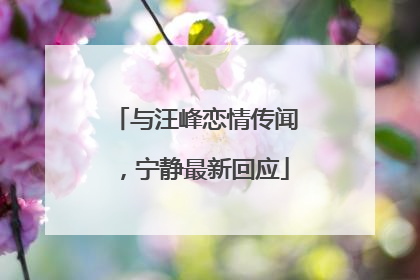 与汪峰恋情传闻，宁静最新回应