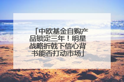 中欧基金自购产品锁定三年！明星战略折戟下信心背书能否打动市场
