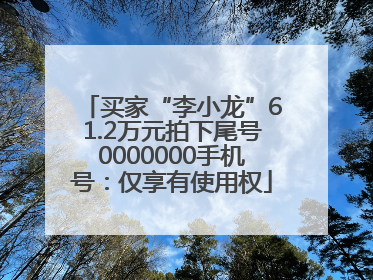 买家“李小龙”61.2万元拍下尾号0000000手机号：仅享有使用权