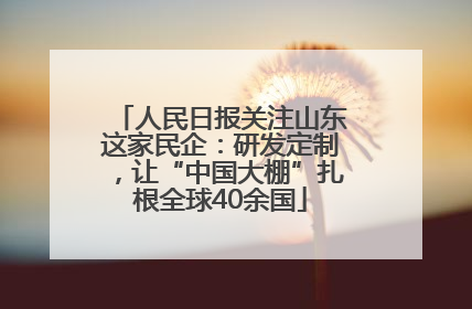 人民日报关注山东这家民企：研发定制，让“中国大棚”扎根全球40余国