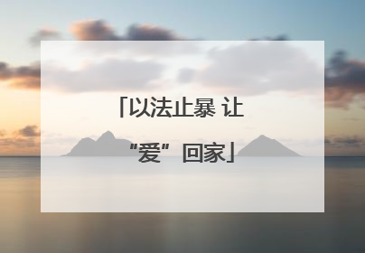 以法止暴 让“爱”回家