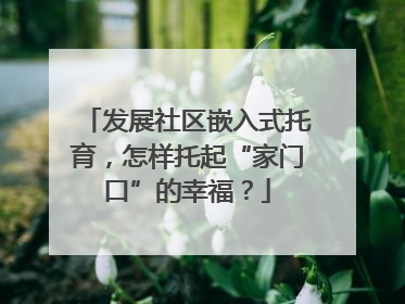 发展社区嵌入式托育，怎样托起“家门口”的幸福？
