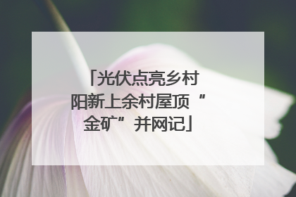 光伏点亮乡村 阳新上余村屋顶“金矿”并网记