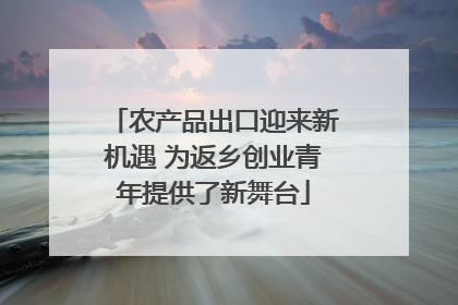 农产品出口迎来新机遇 为返乡创业青年提供了新舞台