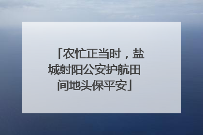 农忙正当时，盐城射阳公安护航田间地头保平安