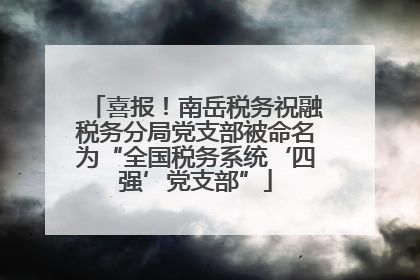 喜报！南岳税务祝融税务分局党支部被命名为“全国税务系统‘四强’党支部”