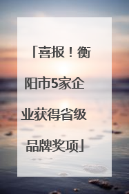 喜报！衡阳市5家企业获得省级品牌奖项