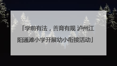 学前有法，善育有规 泸州江阳通滩小学开展幼小衔接活动
