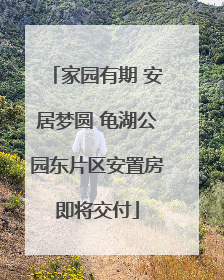 家园有期 安居梦圆 龟湖公园东片区安置房即将交付