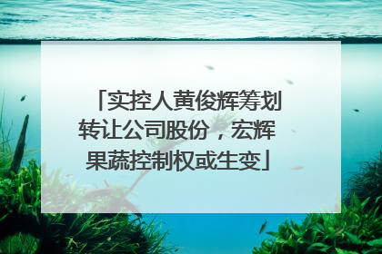 实控人黄俊辉筹划转让公司股份，宏辉果蔬控制权或生变