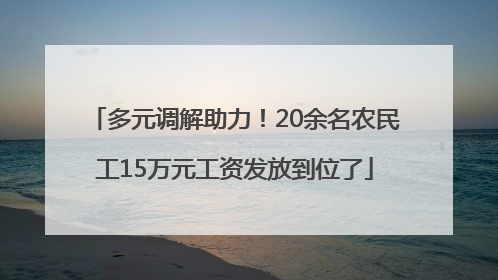 多元调解助力！20余名农民工15万元工资发放到位了