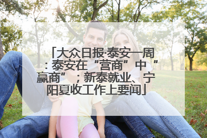 大众日报·泰安一周：泰安在“营商”中“赢商”；新泰就业、宁阳夏收工作上要闻