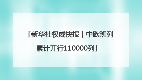 新华社权威快报｜中欧班列累计开行110000列