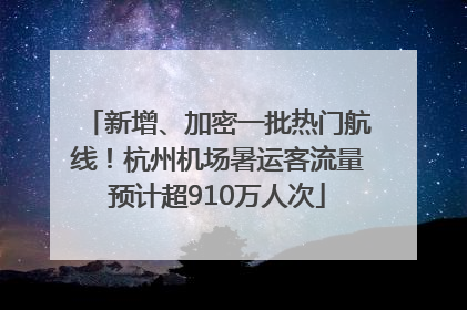 新增、加密一批热门航线！杭州机场暑运客流量预计超910万人次