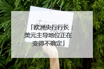 欧洲央行行长：美元主导地位正在变得不确定