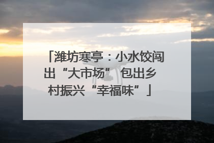 潍坊寒亭：小水饺闯出“大市场” 包出乡村振兴“幸福味”