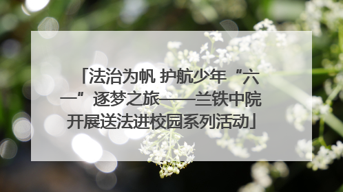 法治为帆 护航少年“六一”逐梦之旅——兰铁中院开展送法进校园系列活动