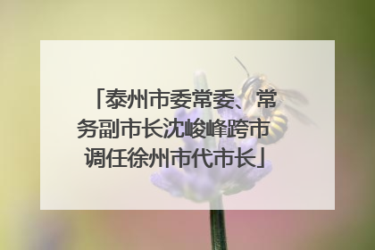 泰州市委常委、常务副市长沈峻峰跨市调任徐州市代市长