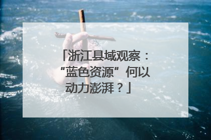 浙江县域观察：“蓝色资源”何以动力澎湃？