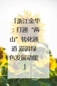 浙江金华：打通“两山”转化通道 澎湃绿色发展动能