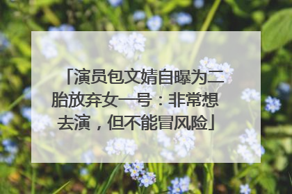 演员包文婧自曝为二胎放弃女一号：非常想去演，但不能冒风险