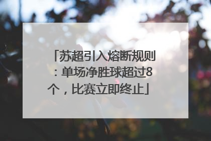 苏超引入熔断规则：单场净胜球超过8个，比赛立即终止