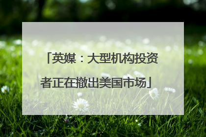 英媒：大型机构投资者正在撤出美国市场