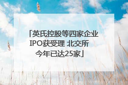 英氏控股等四家企业IPO获受理 北交所今年已达25家