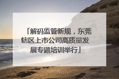 解码监管新规，东莞辖区上市公司高质量发展专题培训举行