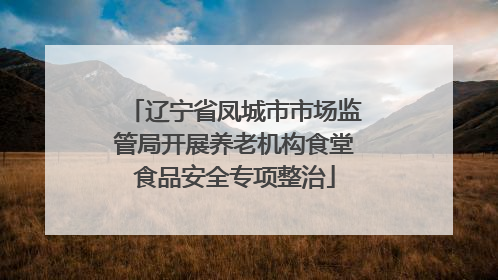 辽宁省凤城市市场监管局开展养老机构食堂食品安全专项整治