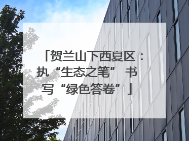 贺兰山下西夏区：执“生态之笔” 书写“绿色答卷”