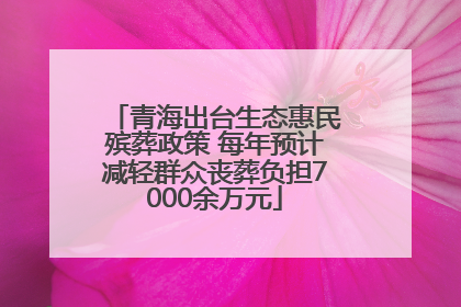 青海出台生态惠民殡葬政策 每年预计减轻群众丧葬负担7000余万元