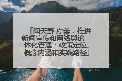 陶天野 虞鑫：推进新闻宣传和网络舆论一体化管理：政策定位、概念内涵和实践路径