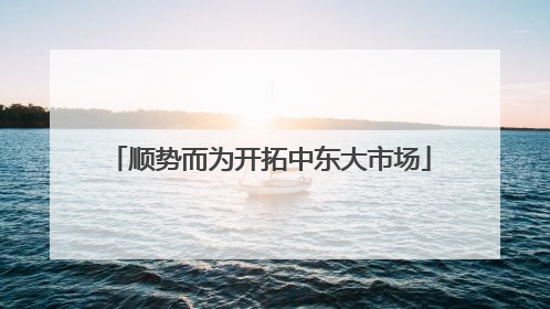 顺势而为开拓中东大市场