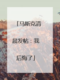 马斯克清晨发帖：我后悔了